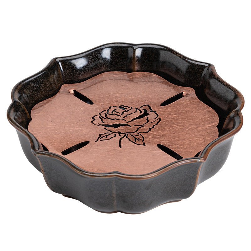 Celadon Vintage Brass Petal Tea Tray - Pumi J Wellness Co