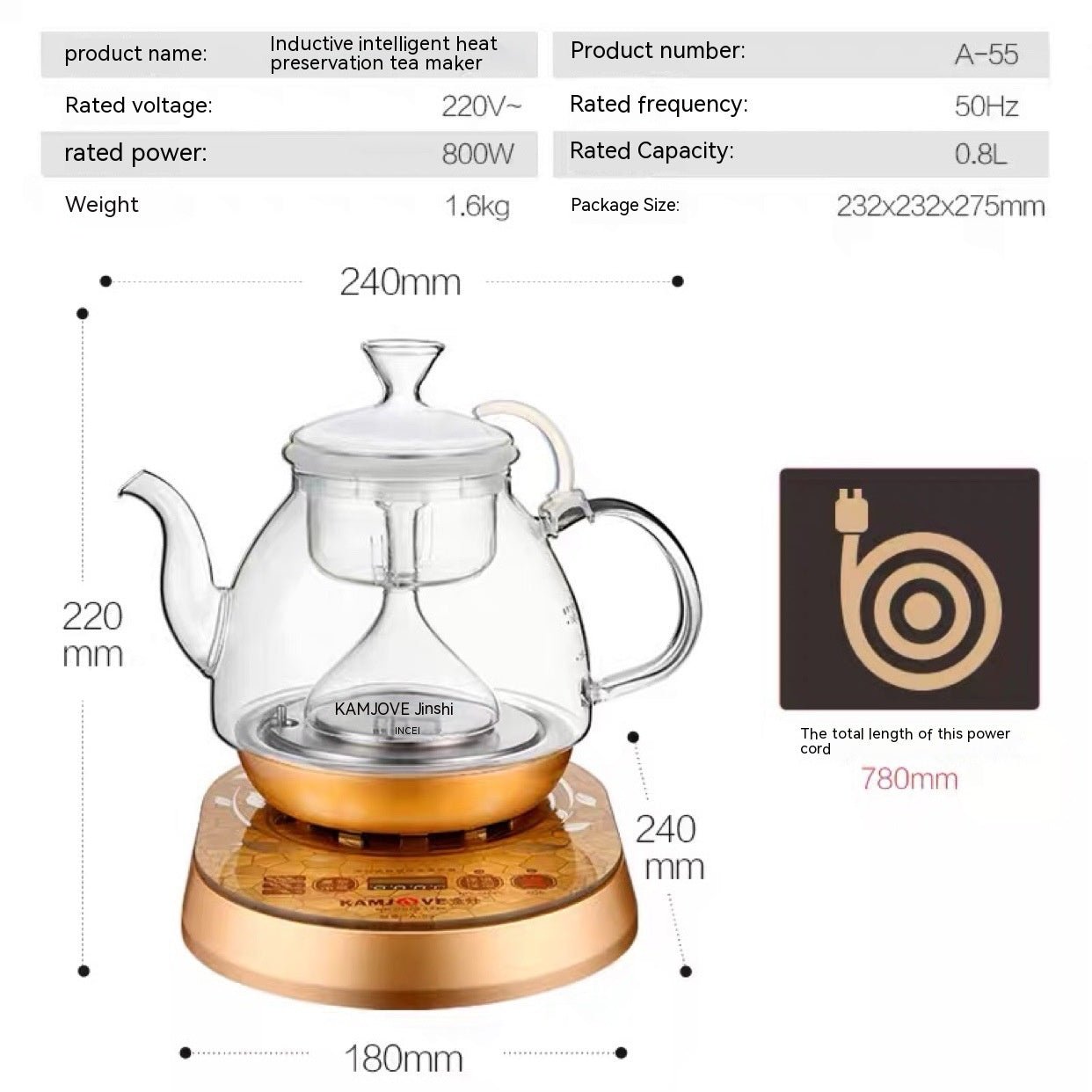 Glass Tea Maker Electric Steam Spray Tea Brewing Pot - Pumi J Wellness Co