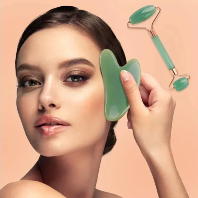 Gua Sha Board 2PCS Massage Stone For Facial Body Skincare Roller - Pumi J Wellness Co