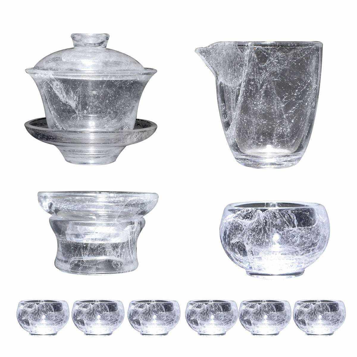Household Crystal Floating Flower Glass Tea Set for Modern Home Living - Pumi J Wellness Co