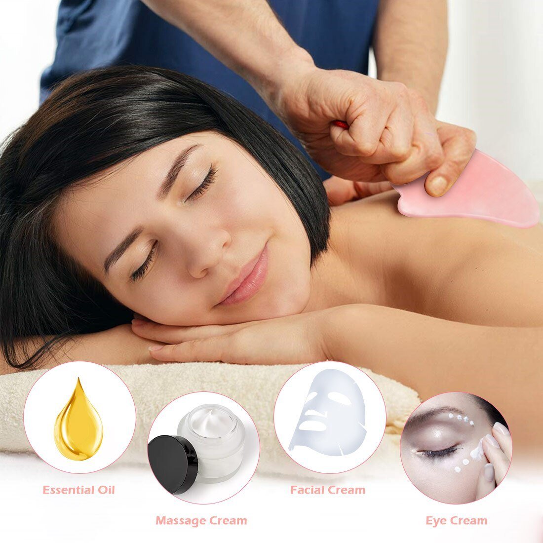 Whole Massage Gua Sha Tools Natural Rose Quartz Massage Stone - Pumi J Wellness Co