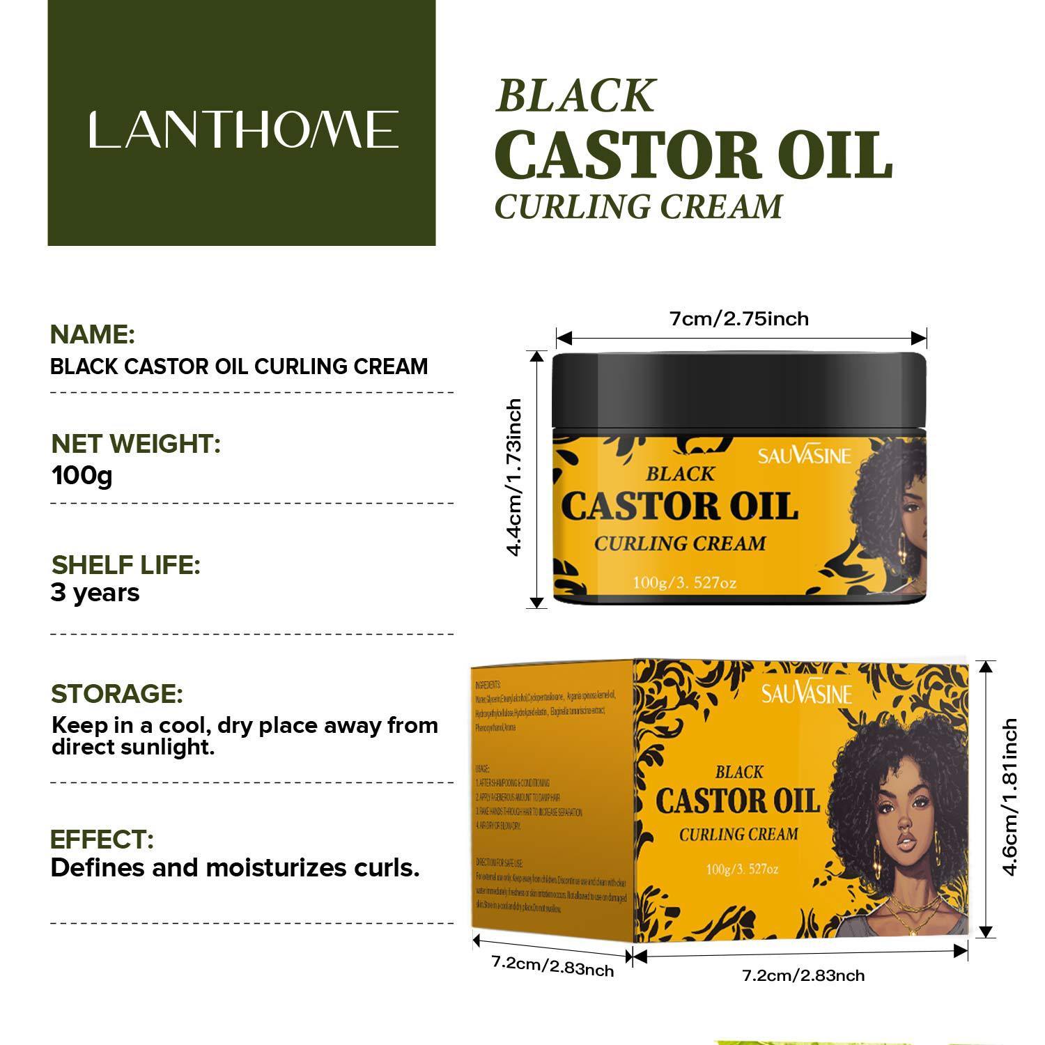 Black Castor Oil Curly Hair Cream Care - Pumi J Wellness Co