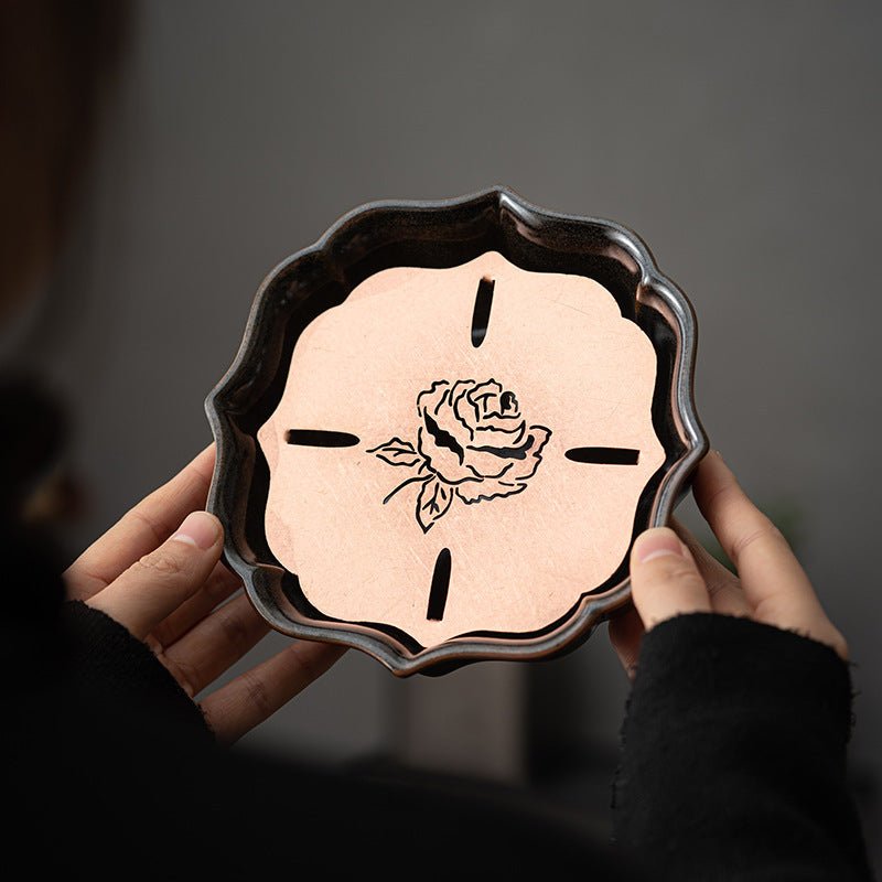Celadon Vintage Brass Petal Tea Tray - Pumi J Wellness Co