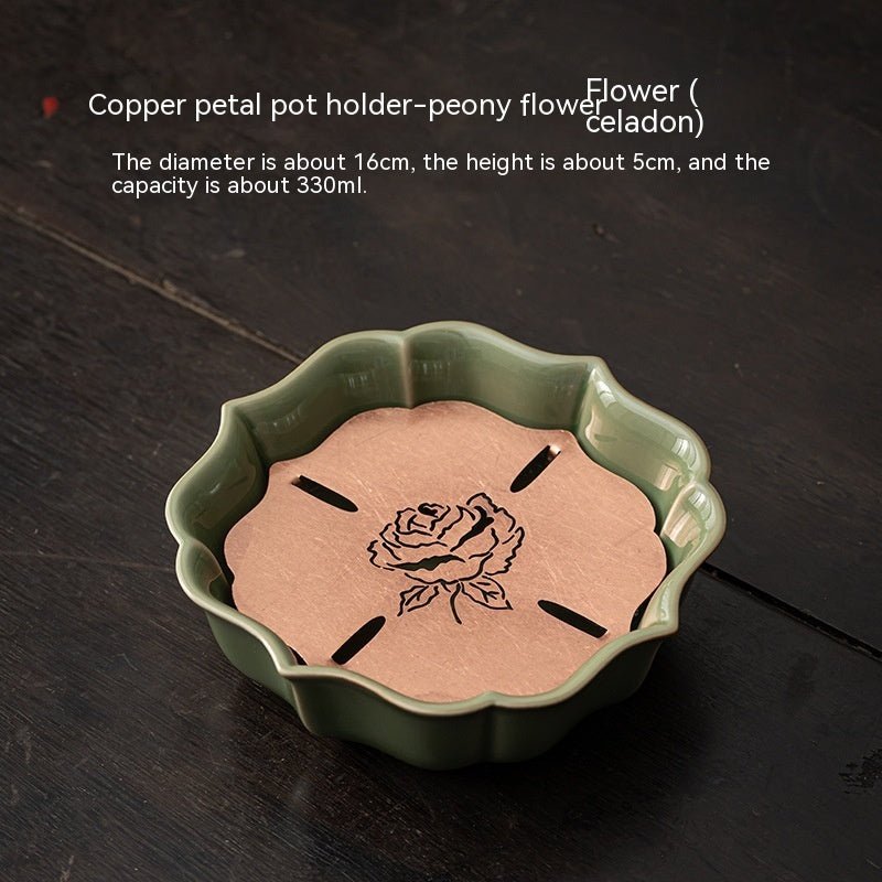 Celadon Vintage Brass Petal Tea Tray - Pumi J Wellness Co