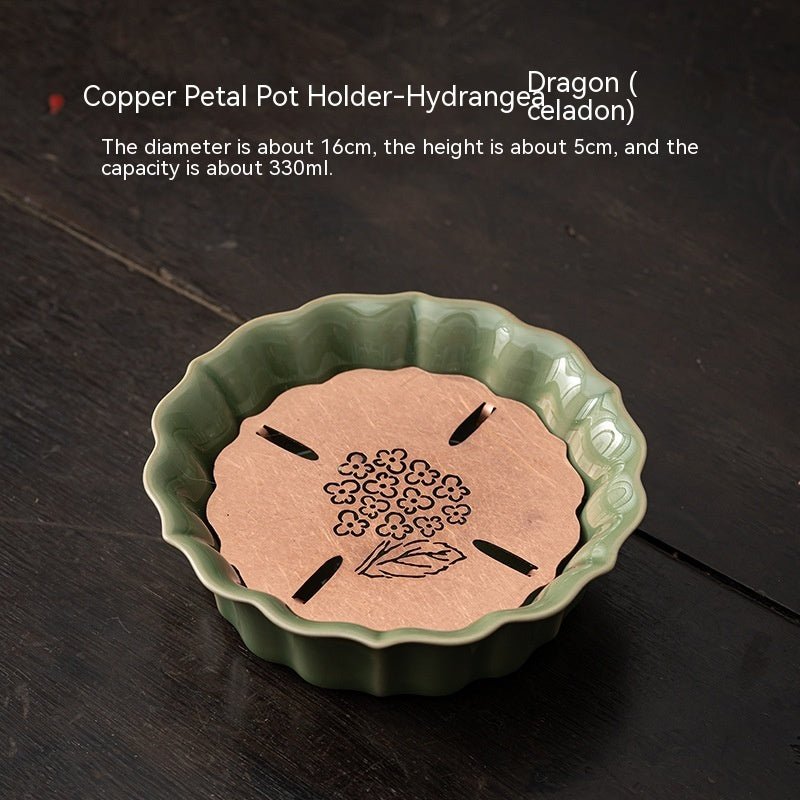 Celadon Vintage Brass Petal Tea Tray - Pumi J Wellness Co
