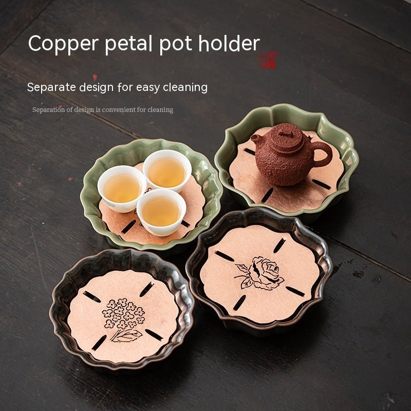 Celadon Vintage Brass Petal Tea Tray - Pumi J Wellness Co