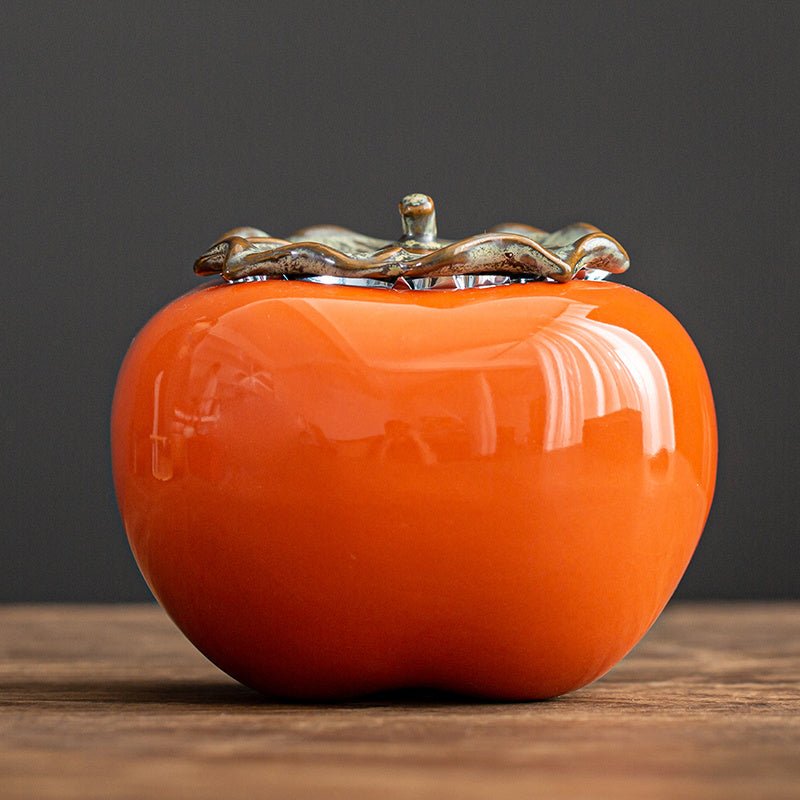 Creative Persimmon Shape Tea Jar Porcelain Sealed Tea Storage Tea - Pumi J Wellness Co