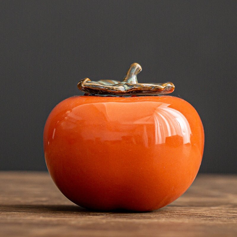Creative Persimmon Shape Tea Jar Porcelain Sealed Tea Storage Tea - Pumi J Wellness Co