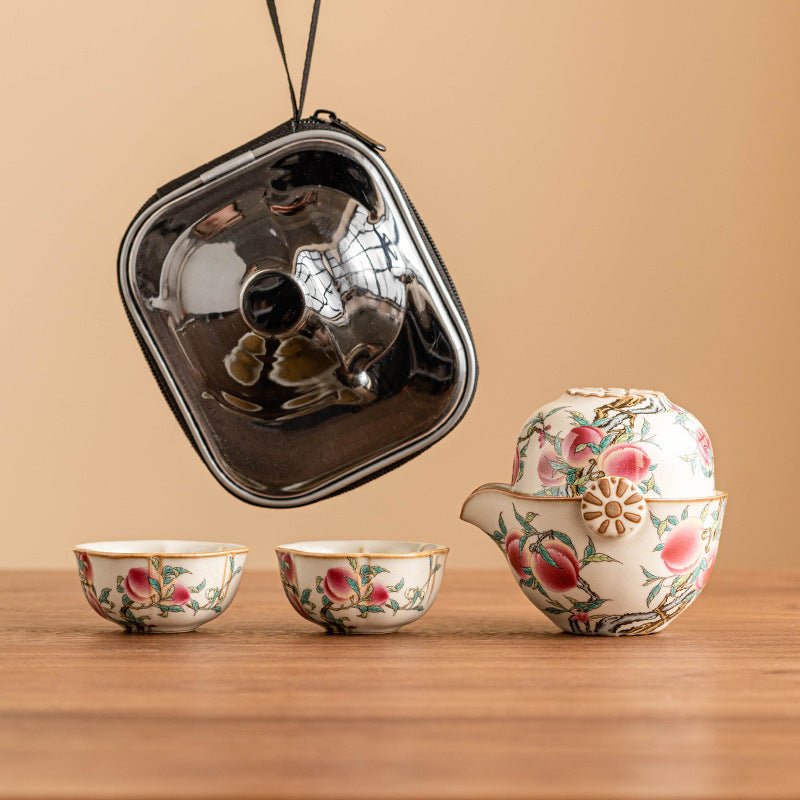 Ru Kiln Nine Peach Travel Tea Set - Pumi J Wellness Co
