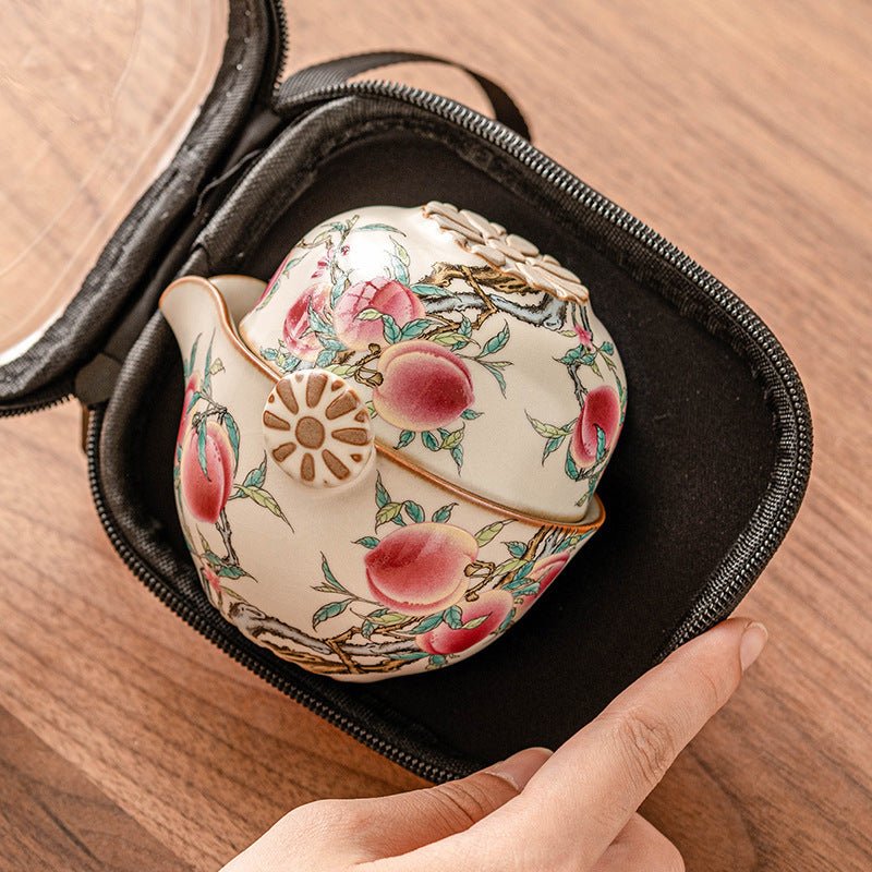 Ru Kiln Nine Peach Travel Tea Set - Pumi J Wellness Co