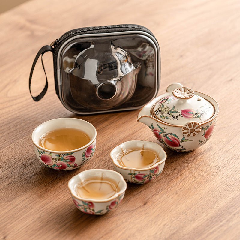 Ru Kiln Nine Peach Travel Tea Set - Pumi J Wellness Co