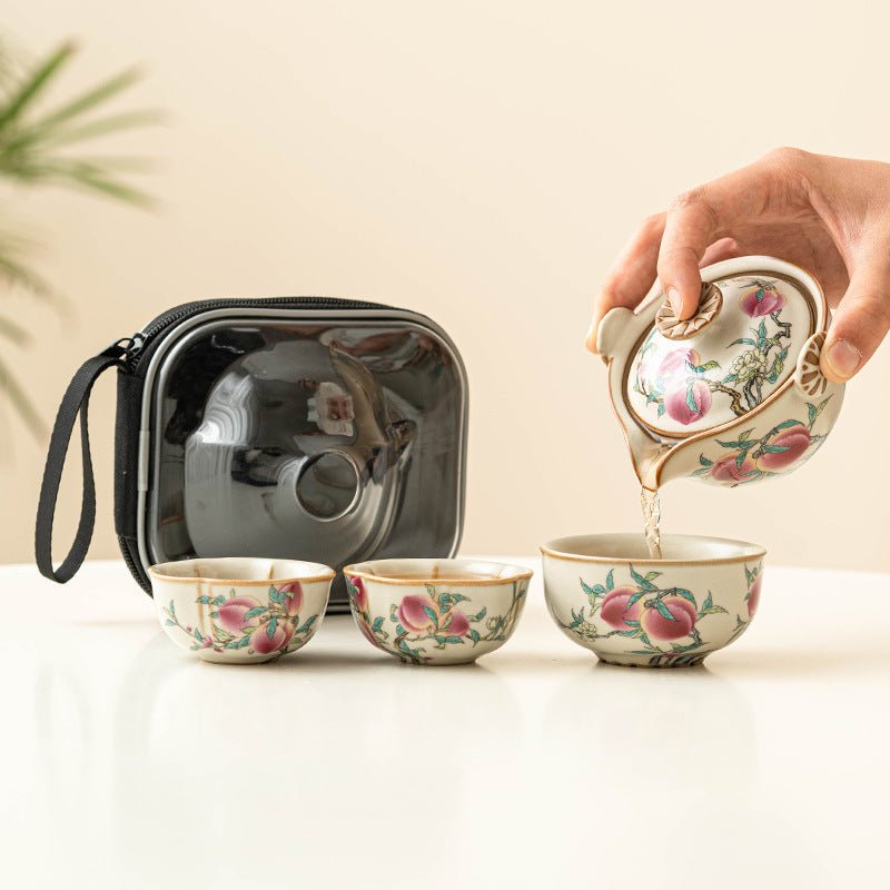 Ru Kiln Nine Peach Travel Tea Set - Pumi J Wellness Co