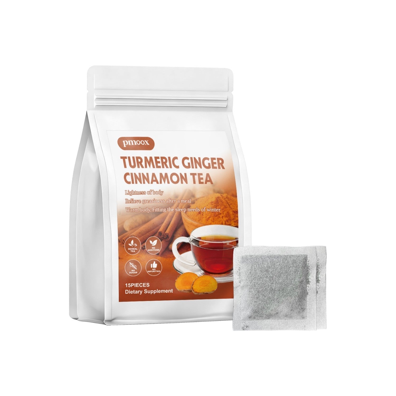 Turmeric Ginger Cinnamon Herbal Tea – 15 Tea Bags for Wellness & Immunity - Pumi J Wellness Co