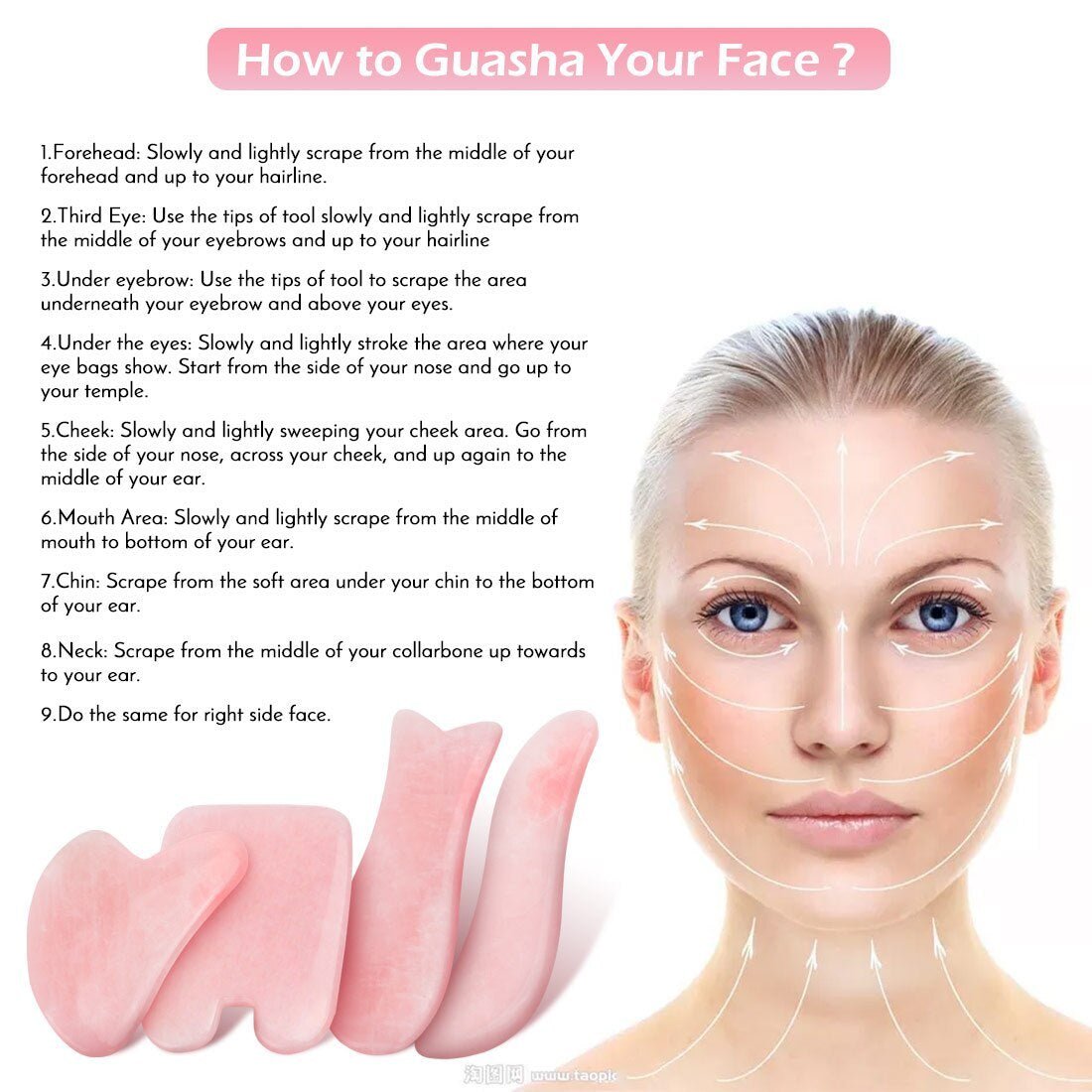 Whole Massage Gua Sha Tools Natural Rose Quartz Massage Stone - Pumi J Wellness Co