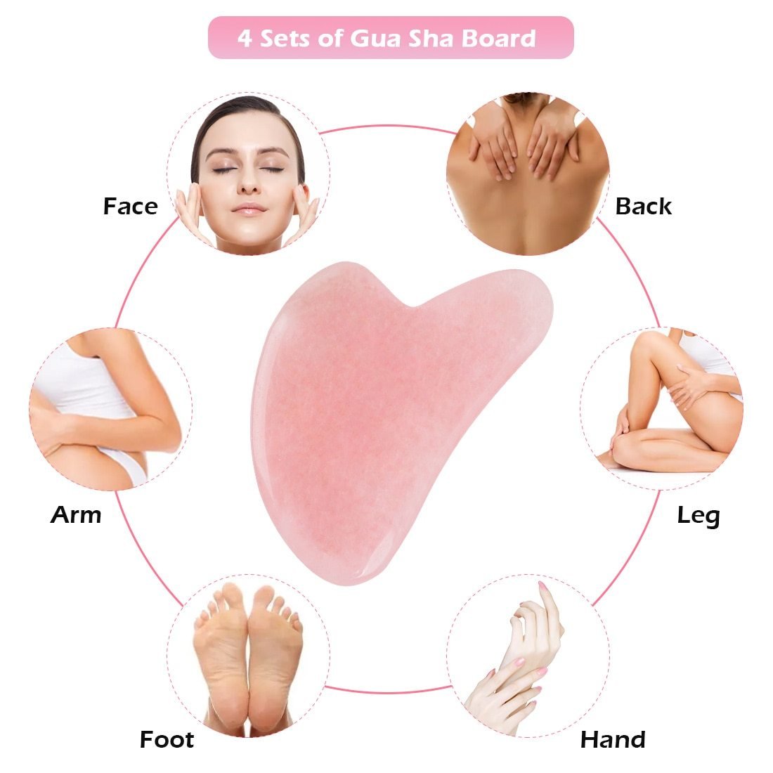 Whole Massage Gua Sha Tools Natural Rose Quartz Massage Stone - Pumi J Wellness Co